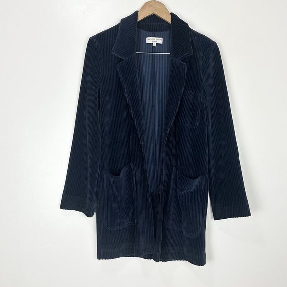 Madewell Jacket Womens XS Blue Texture & Thread Velour Corduroy Blazer - Picture 3 of 13